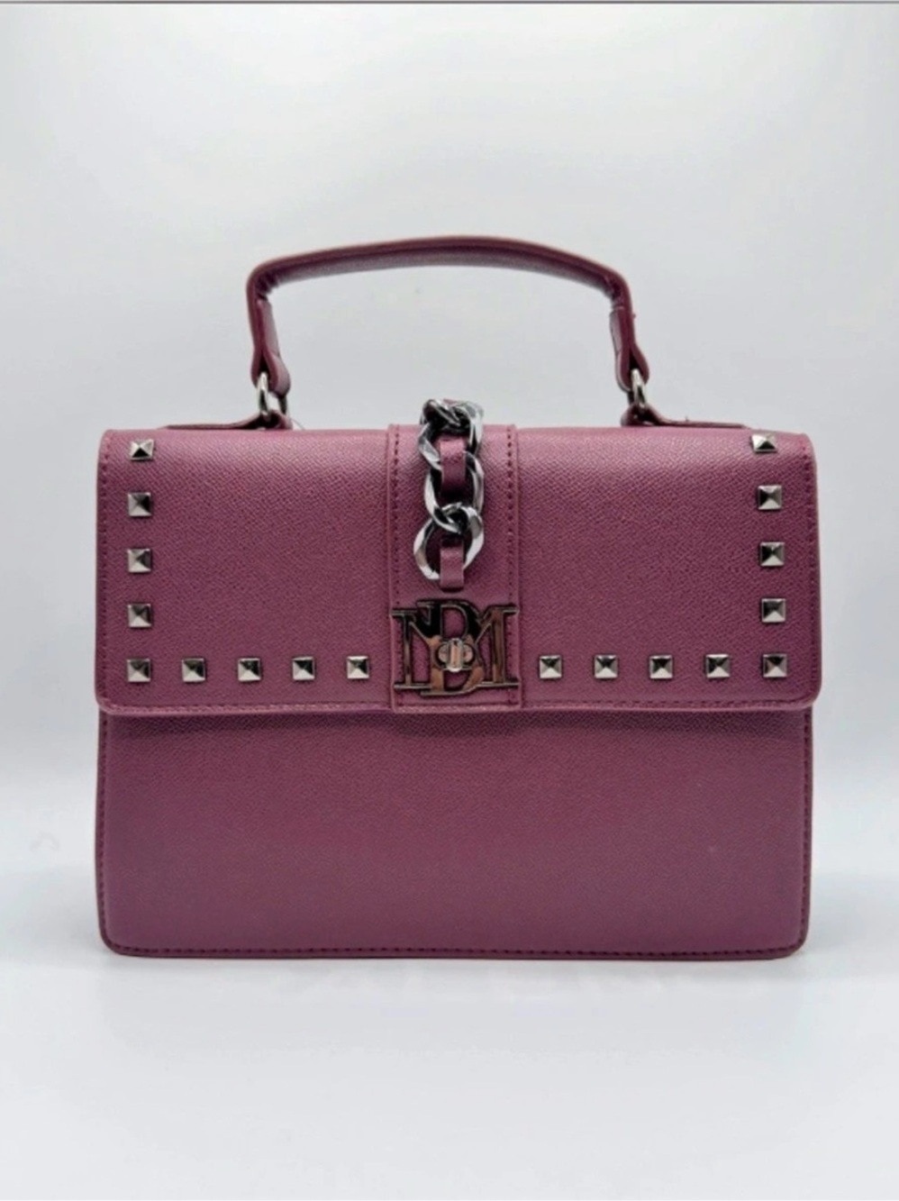 NWT Badgley Mischka Studded Handbag- Plum e/ Crossbody Strap
